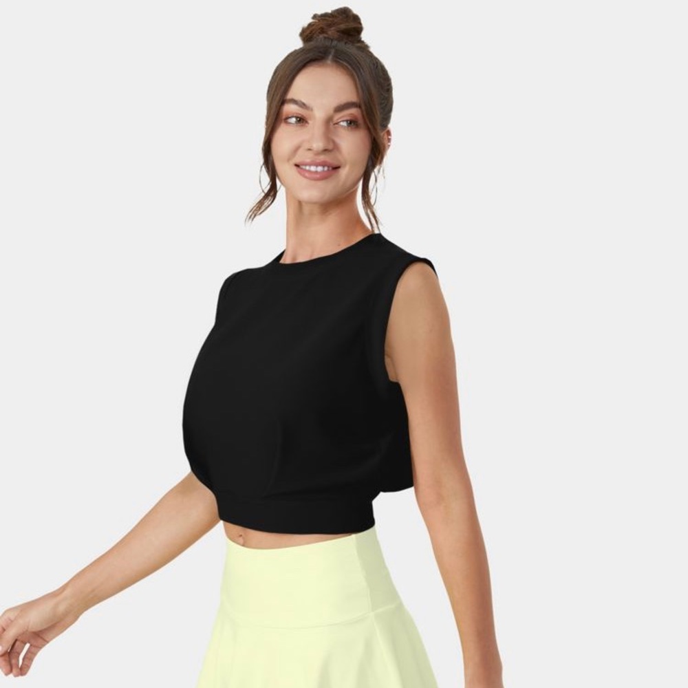 Halara Womens black “Patitoff™ Flow Pet Hair Resistant Crew Neck Yoga Tank Top”